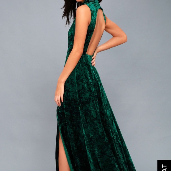 green backless dress